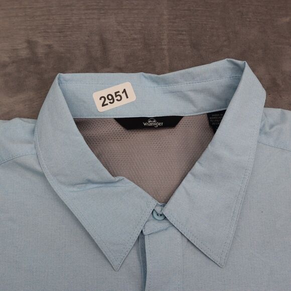 Wrangler Shirt Mens 3XL Blue Workwear Outdoor Stretch Hike Fish Button Up - Picture 6 of 15